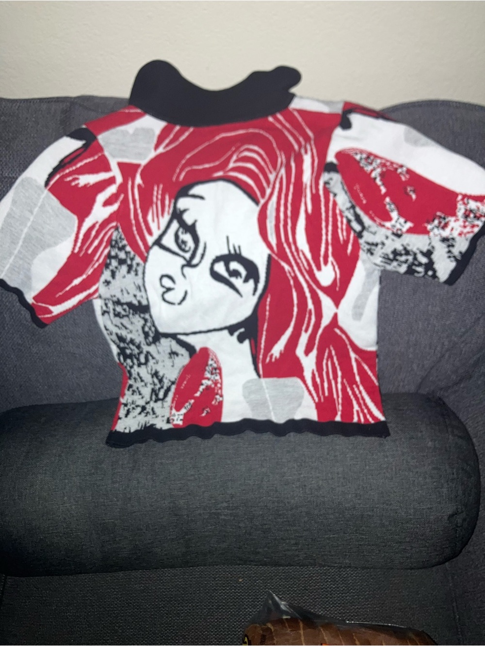 Black pot art Immodel knit crop top